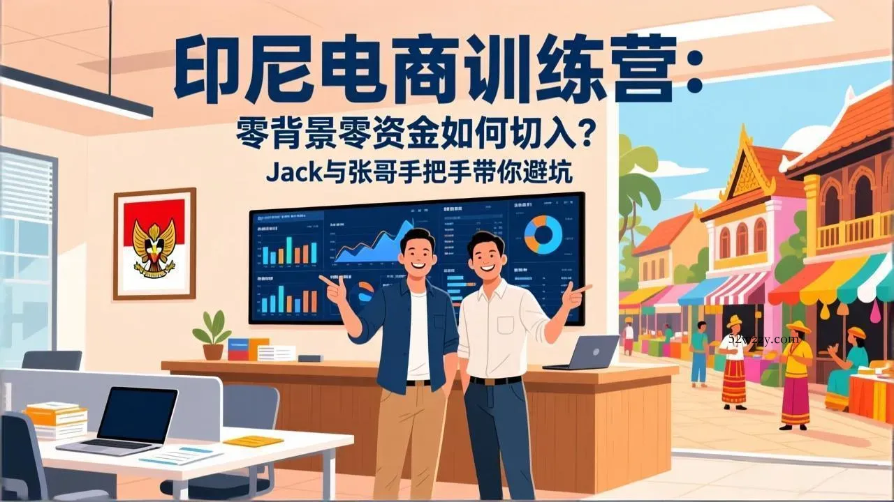 印尼电商训练营：零背景零资金如何切入？Jack与张哥手把手带你避坑-微众资源