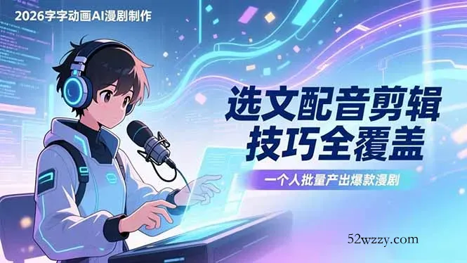 2026字字动画AI漫剧制作-1期，选文配音剪辑技巧全覆盖，一个人就能批量产出爆款漫剧-微众资源