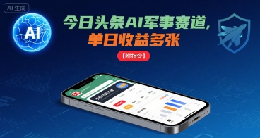 今日头条AI军事赛道，单日收益多张 ，手机可做【附指令】-微众资源