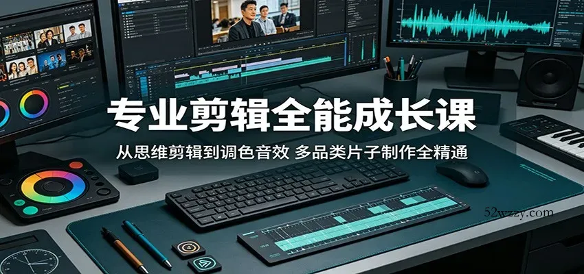专业剪辑全能成长课：从思维剪辑到调色音效，多品类片子制作全精通-微众资源