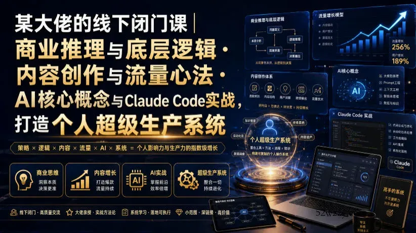 某大佬的线下闭门课｜商业推理与底层逻辑・内容创作与流量心法・AI核心概念与Claude Code实战，打造个人超级生产系统【录音+图片】-微众资源