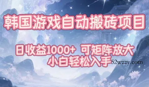 韩国游戏自动搬砖项目，日收益1k+，可矩阵放大，小白轻松入手【揭秘】-微众资源
