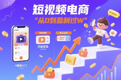 短视频电商：短视频变现从0到盈利过W-微众资源