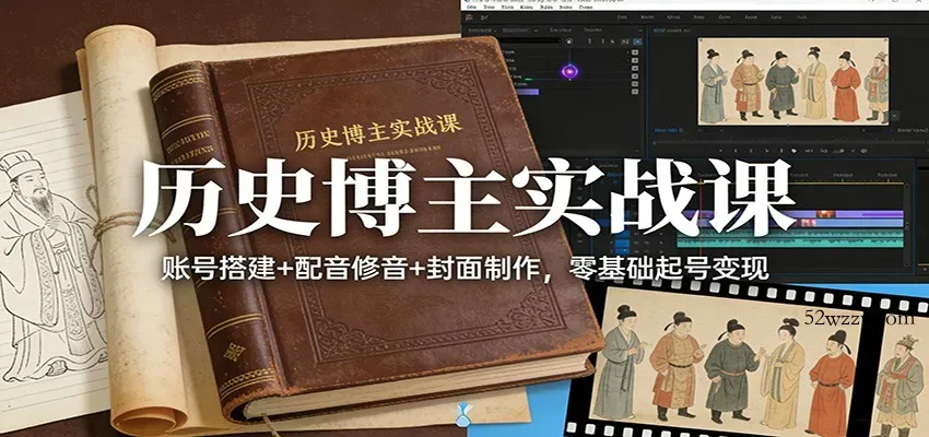 历史博主实战课：账号搭建+配音修音+封面制作，零基础起号变现-微众资源
