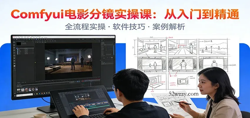 ComfyUI电影分镜实操课：分镜一致性，全流程AI视频制作，零基础也能做专业分镜-微众资源