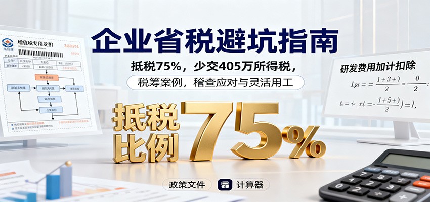 企业省税避坑指南：抵税75%，少交405万所得税，税筹案例，稽查应对与灵活用工-微众资源