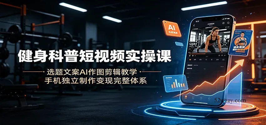 健身科普短视频实操课：选题文案AI作图剪辑教学，手机独立制作变现完整体系-微众资源