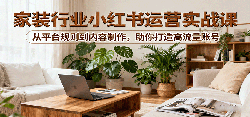 小红书家装行业运营实战课：从平台规则到内容制作，助你打造高流量账号-微众资源