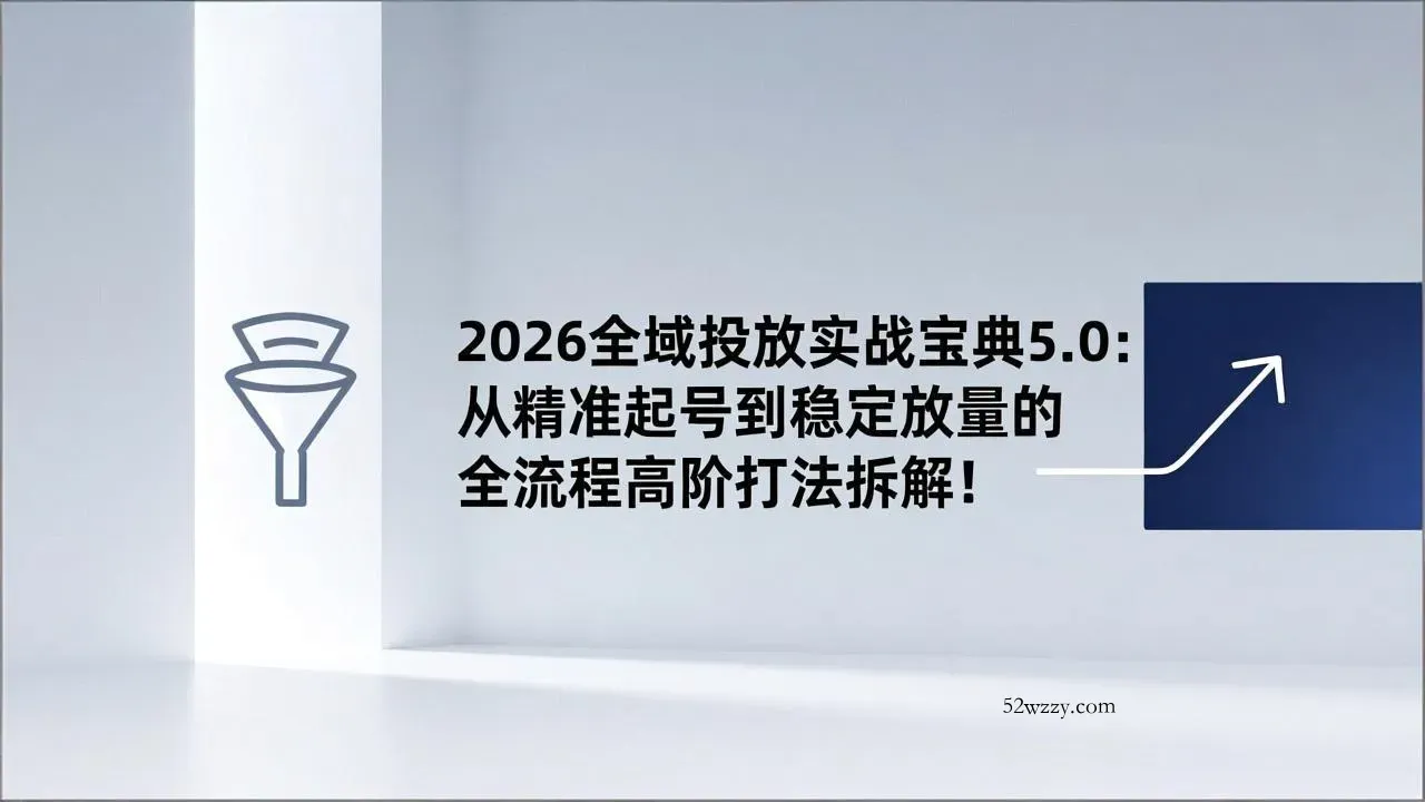 2026全域投放实战宝典5.0：从精准起号到稳定放量的全流程高阶打法拆解！-微众资源