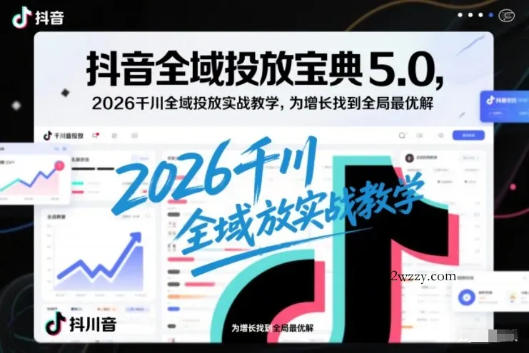 抖音全域投放宝典5.0，2026千川全域投放实战教学，为增长找到全局最优解-微众资源