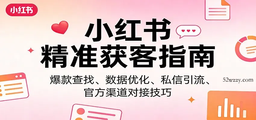 小红书精准获客指南：爆款查找、数据优化、私信引流、官方渠道对接技巧-微众资源