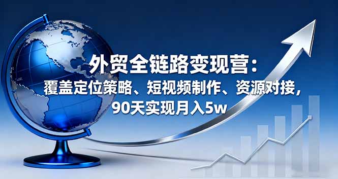 外贸全链路变现营：覆盖定位策略、短视频制作、资源对接，90天实现月入5w-微众资源