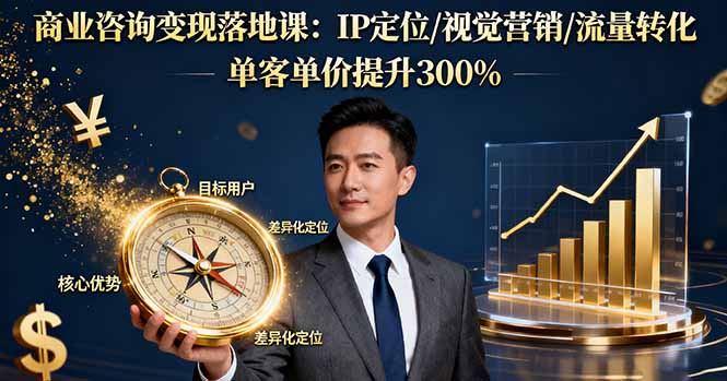 商业咨询变现落地课：IP定位/视觉营销/流量转化，单客单价提升300%-微众资源