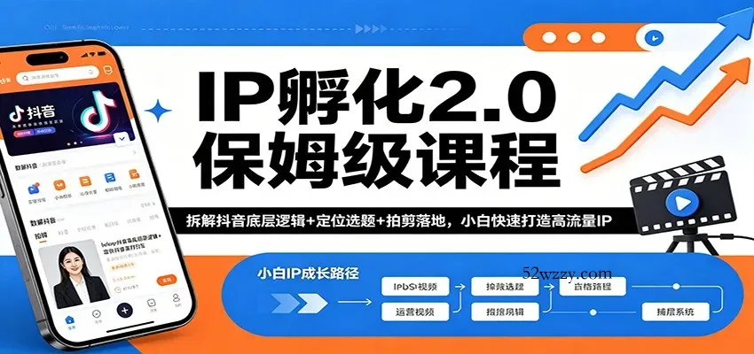 IP孵化2.0保姆级课程：拆解抖音底层逻辑+定位选题+拍剪落地，小白快速打造高流量IP-微众资源