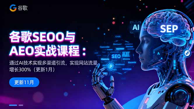 谷歌SEO与AEO实战课程：通过AI技术实现多渠道引流，实现网站流量增长300%-微众资源