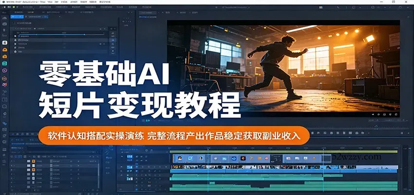 零基础AI短片变现教程：软件认知搭配实操演练，完整流程产出作品稳定获取副业收入-微众资源