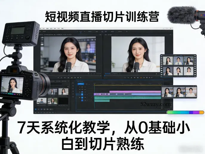 短视频直播切片训练营，7天系统化教学，从0基础小白到切片熟练-微众资源