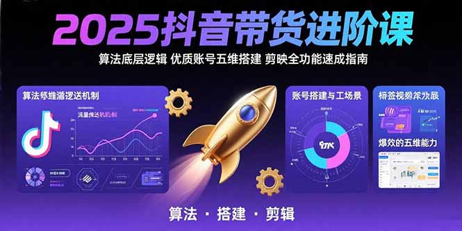 2025抖音带货进阶课：算法底层逻辑,优质账号五维搭建,剪映全功能速成指南-微众资源