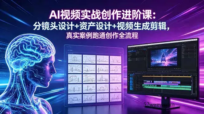 AI视频实战创作进阶课：分镜头设计+资产设计+视频生成剪辑，真实案例跑通创作全流程-微众资源