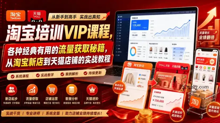 淘宝培训VIP课程，各种经典有用的流量获取秘籍，从淘宝新店到天猫店铺的实战教程(更新08月12日)-微众资源
