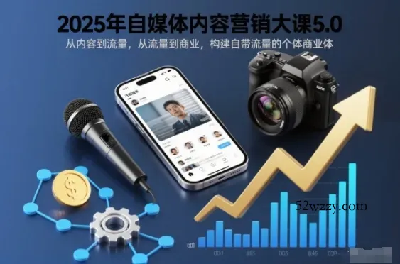 2025年自媒体内容营销大课5.0,从内容到流量,从流量到商业,构建自带流量的个体商业体-微众资源