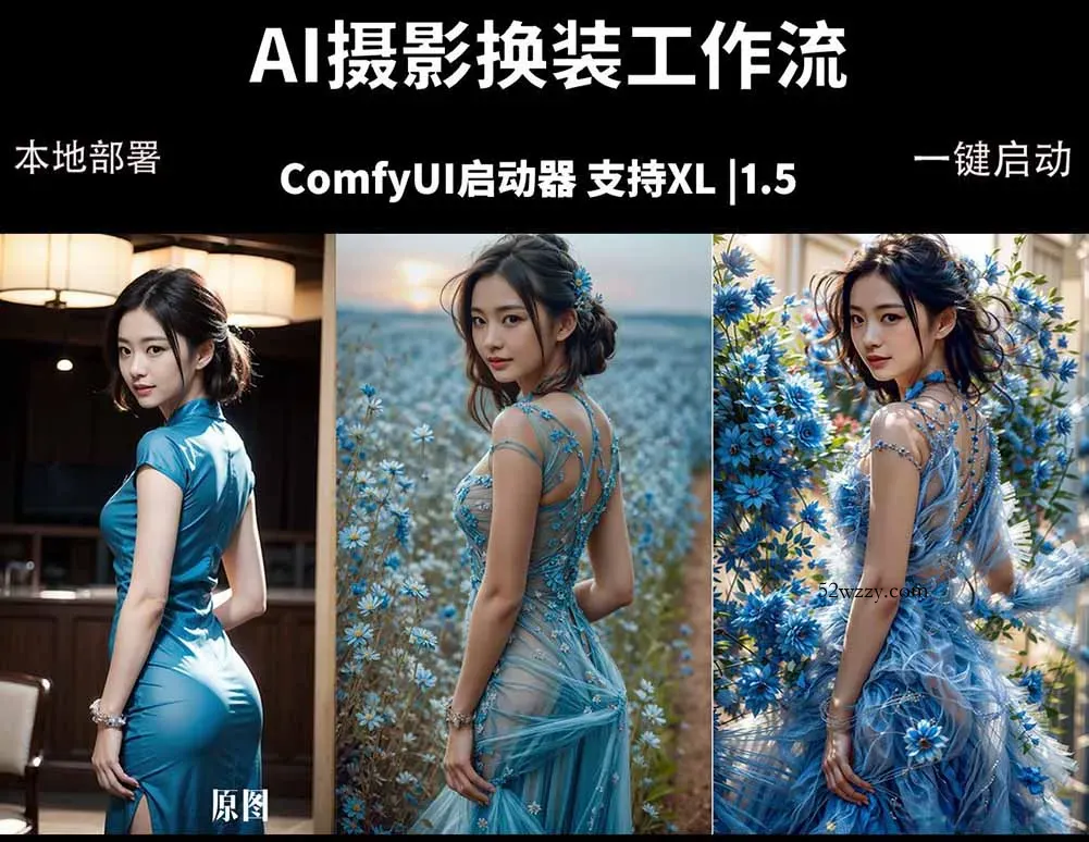 ComfyUI人像写真摄影工作流：本地一键部署，换装换场景换脸全搞定，影楼效率翻倍-微众资源