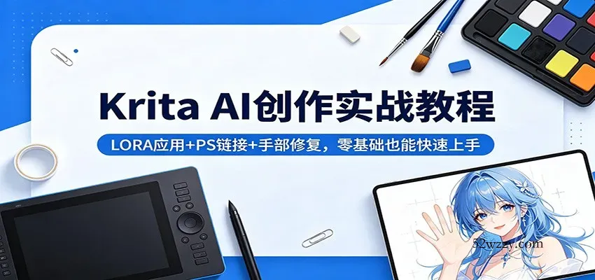 Krita AI创作实战教程：LORA应用+PS链接+手部修复，零基础也能快速上手-微众资源