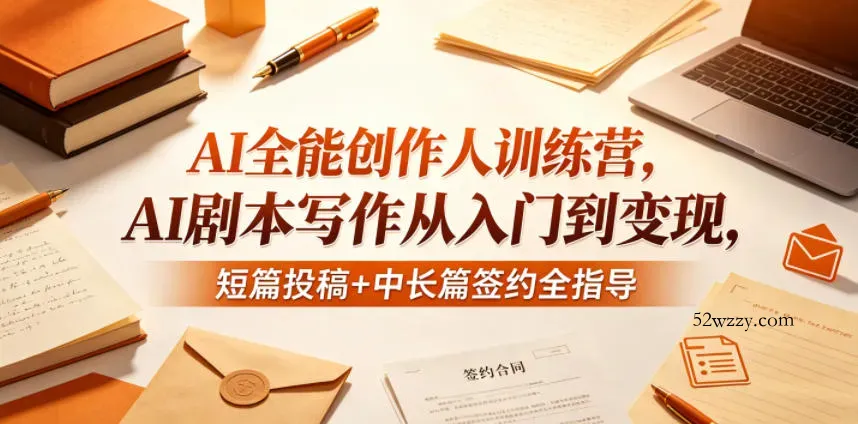 AI全能创作人训练营，AI剧本写作从入门到变现，短篇投稿+中长篇签约全指导-微众资源