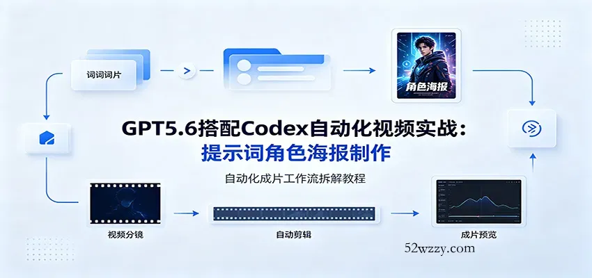GPT5.6搭配Codex自动化视频实战：提示词角色海报制作，自动化成片工作流拆解教程-微众资源