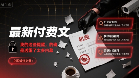 最新付费文：我的这些提醒，的确是透露了太多内幕-微众资源