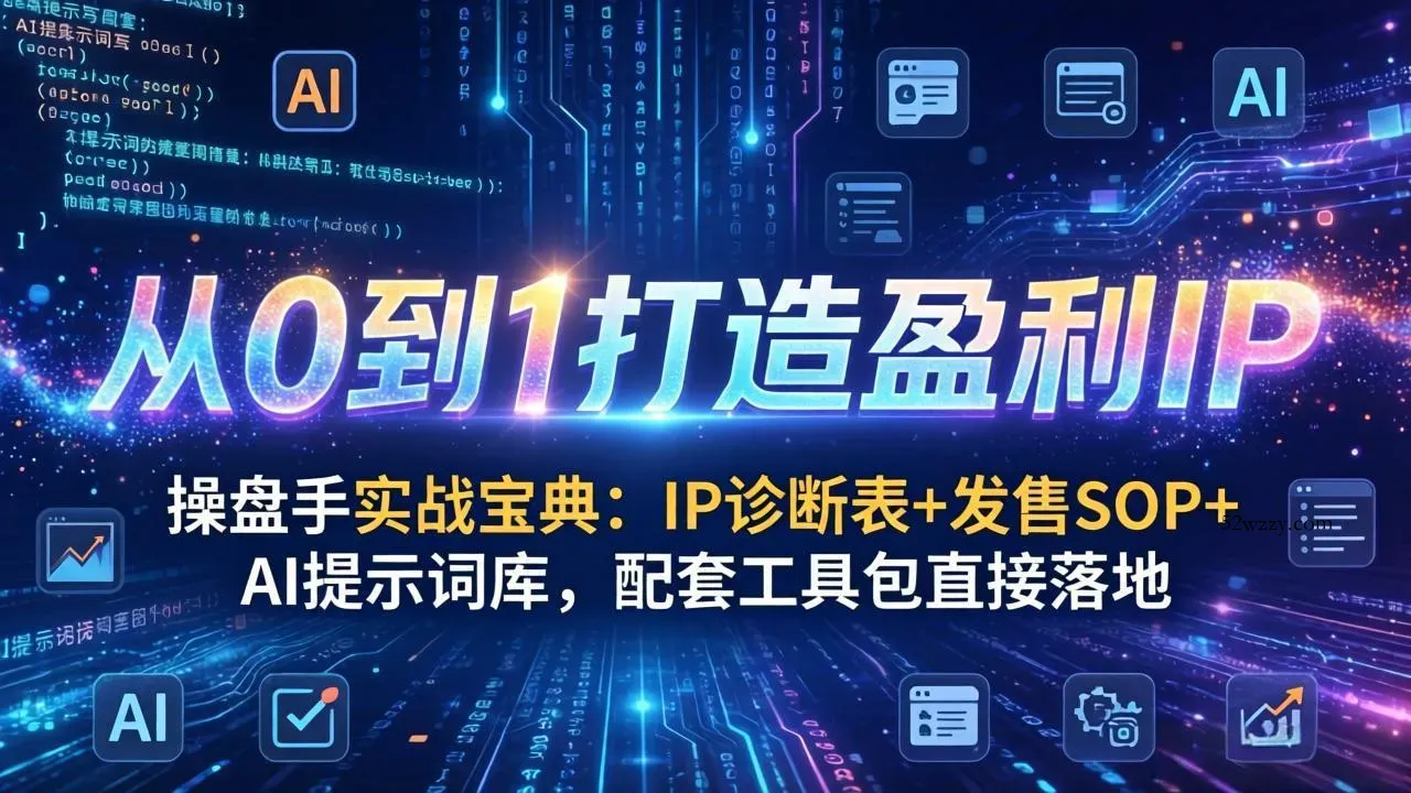 操盘手实战宝典：IP诊断表+发售SOP+AI提示词库，配套工具包直接落地，从0到1打造盈利IP-微众资源