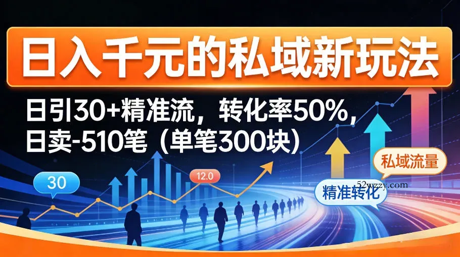 日入千米的私域新玩法：日引30＋精准流，转化率50%，日卖5-10笔(单笔300米)-微众资源