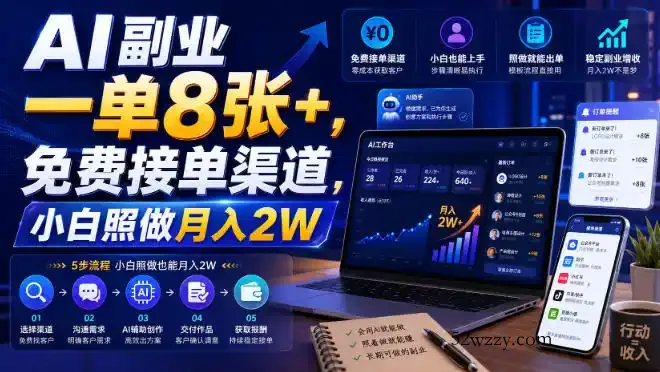 AI副业一单8张+,免费接单渠道,小白照做月入2W【揭秘】