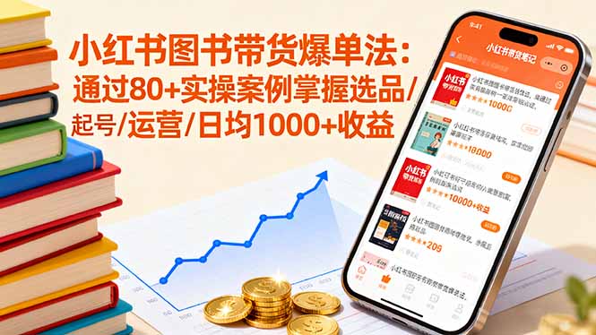 小红书图书带货爆单法：通过80+实操案例掌握选品/起号/运营/日均1000+收益-微众资源