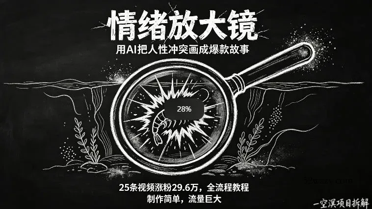 AI制作“情绪放大镜“视频，25条视频涨粉29.6W粉，流量巨大，制作简单，全流程教程-微众资源