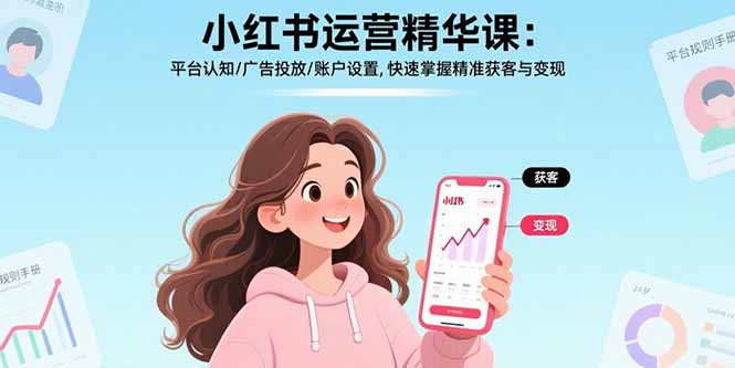 小红书运营精华课：平台认知/广告投放/账户设置,快速掌握精准获客与变现-微众资源