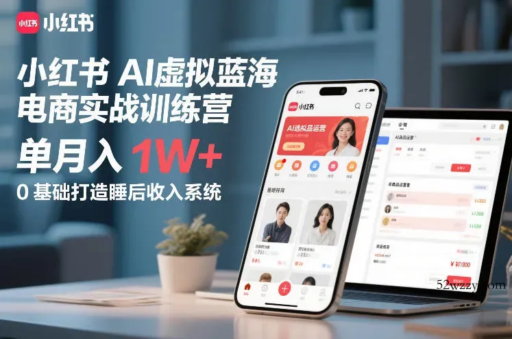 小红书AI虚拟蓝海电商实战训练营，单月入1W+，0基础打造睡后收入系统(更新)-微众资源