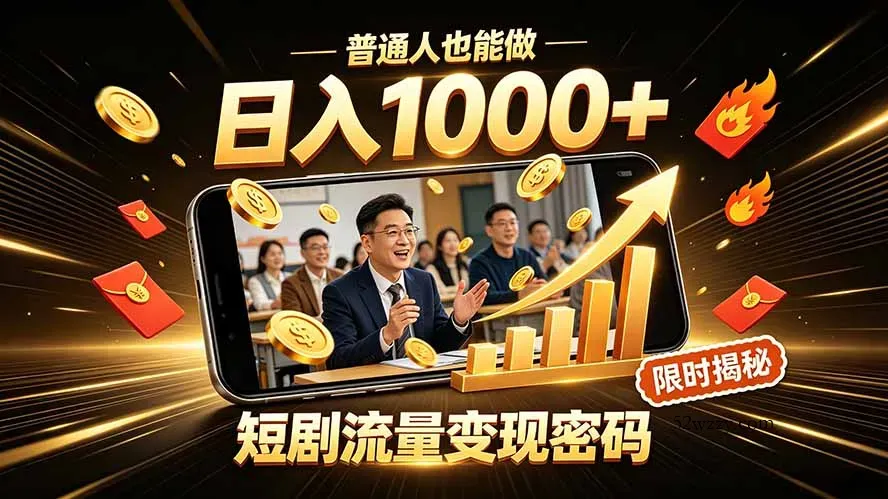 一部手机做短剧分发，不用真人出镜、不用拍摄剧本，快手流量变现日赚千元-微众资源