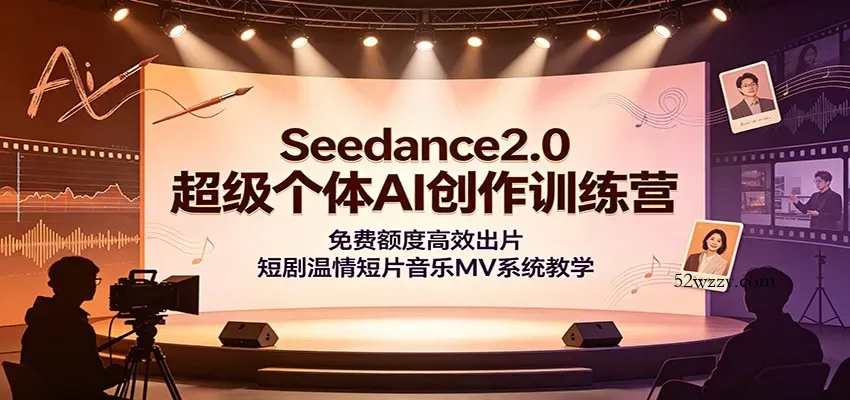 Seedance2.0超级个体AI创作训练营：免费额度高效出片，短剧温情短片音乐MV系统教学-微众资源