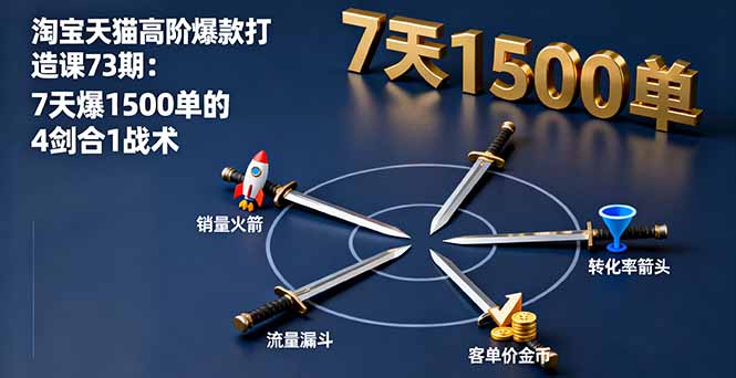 淘宝天猫高阶爆款打造课73期：7天爆1500单的4剑合1战术-微众资源