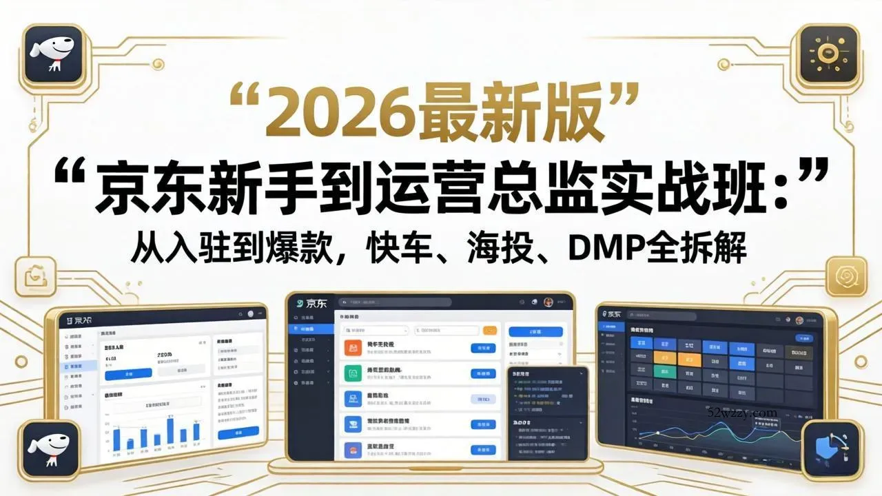 京东新手到运营总监实战班：从入驻到爆款，快车、海投、DMP全拆解，2026最新版-微众资源