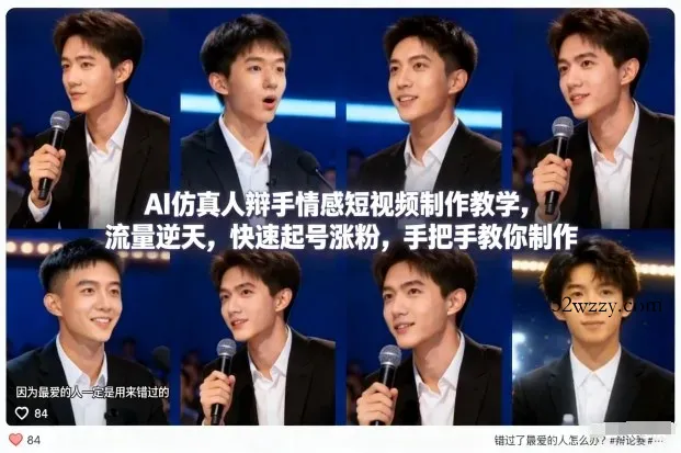 AI仿真人辩手情感短视频制作教学，流量逆天，快速起号涨粉，手把手教你制作-微众资源