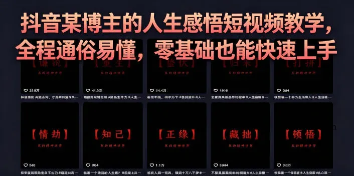 抖音某博主的灰太狼人生感悟短视频教学，全程通俗易懂，零基础也能快速上手-微众资源