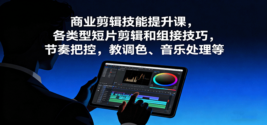 商业剪辑技能提升课，各类型短片剪辑和组接技巧，节奏把控，教调色、音乐处理等-微众资源