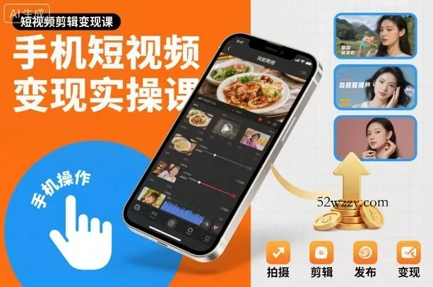 手机短视频变现实操课，短视频剪辑变现课-微众资源