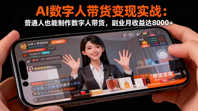 AI数字人带货变现实战：普通人也能制作数字人带货，副业月收益达8000+-微众资源