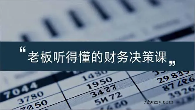 老板能听得懂的财务决策课，报表解读、数据洞察、风险识别，用财务驱动业务增长-微众资源