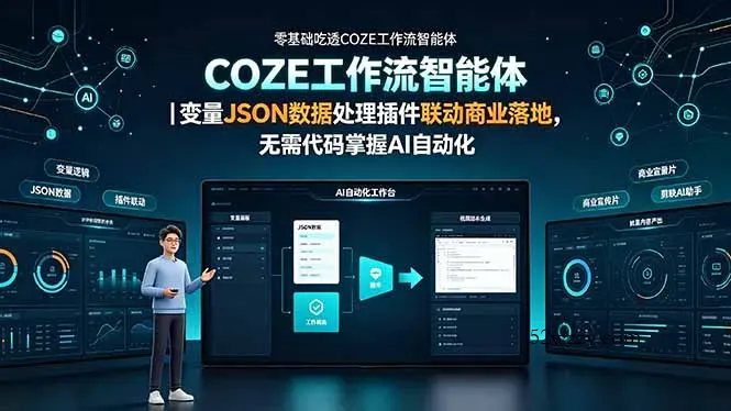零基础吃透COZE工作流智能体｜变量JSON数据处理插件联动商业落地，无需代码掌握AI自动化-微众资源
