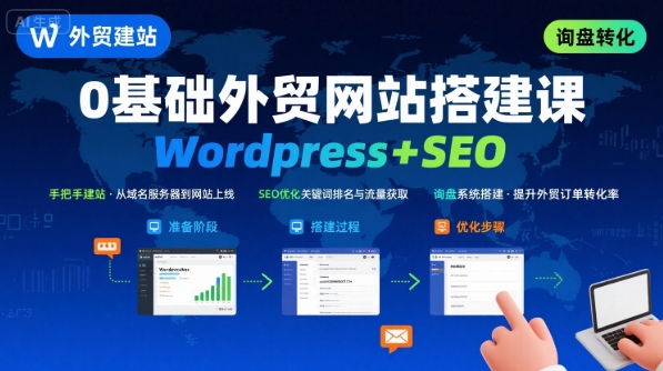 WordPress外贸建站+SEO优化课程，手把手教你从0到1搭建可获得询盘的外贸网站-微众资源