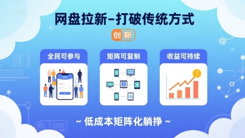 网盘拉新-打破传统方式，低成本矩阵化躺挣，全民可参与、矩阵可复制、收益可持续【揭秘】-微众资源